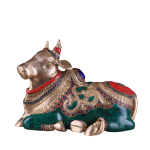 Brass Sitting Nandi Statue | 13" Width | Right Leg Raised | Traditional Stonework | Sacred Hindu Art | Premium Collection | Jaipurio
